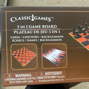 Classic Games 3-in-1 Board Set - Black and Orange